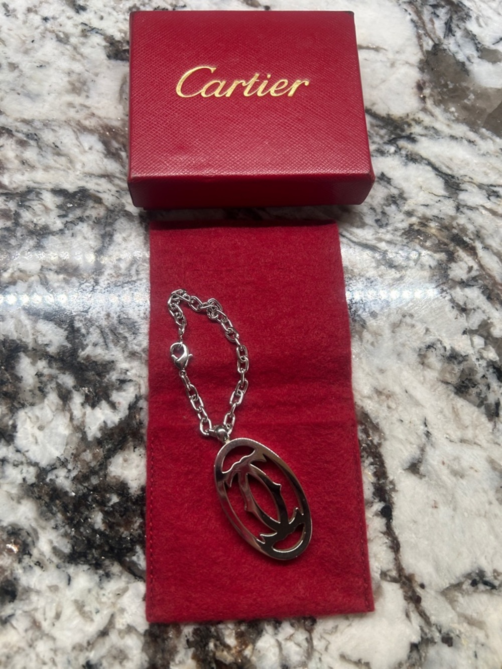 Cartier Silver Logo Medallion Charm - Silver